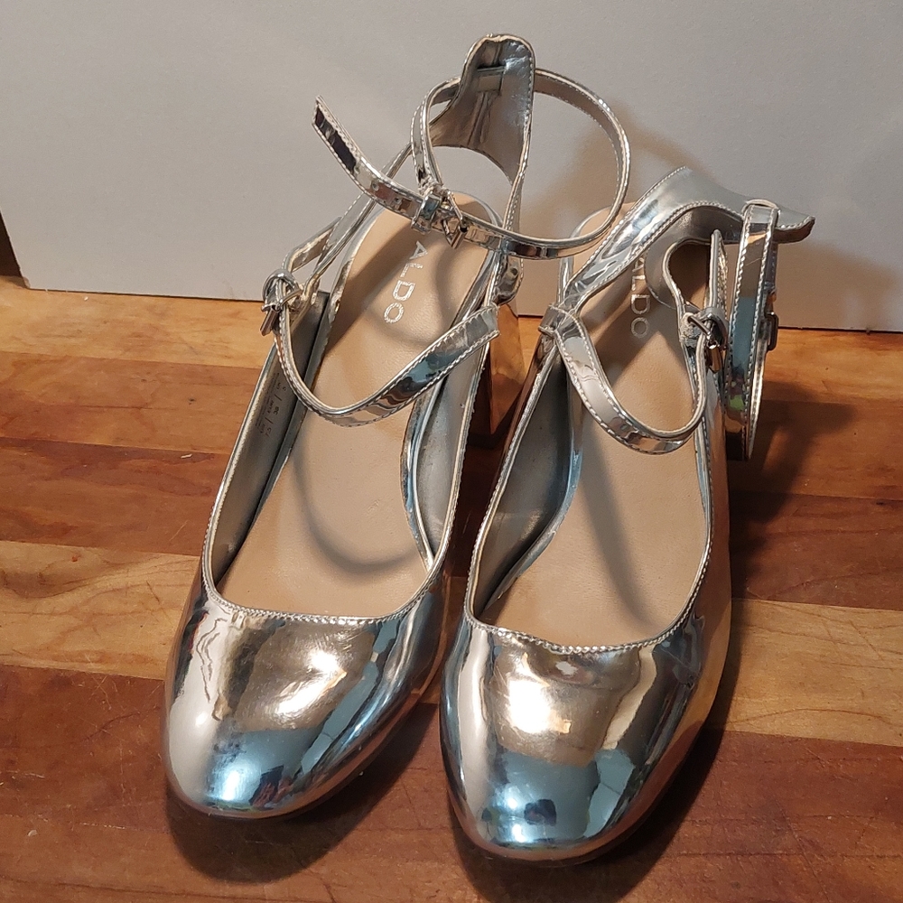 Chunky Silver mirror/metallic shoes